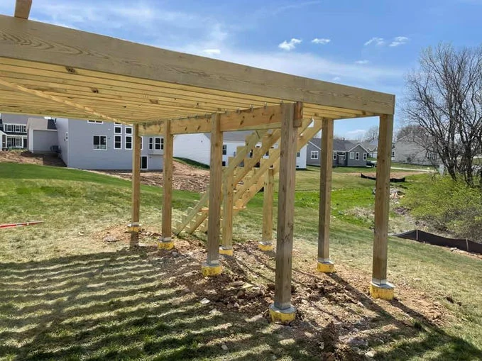 High wooden decking.